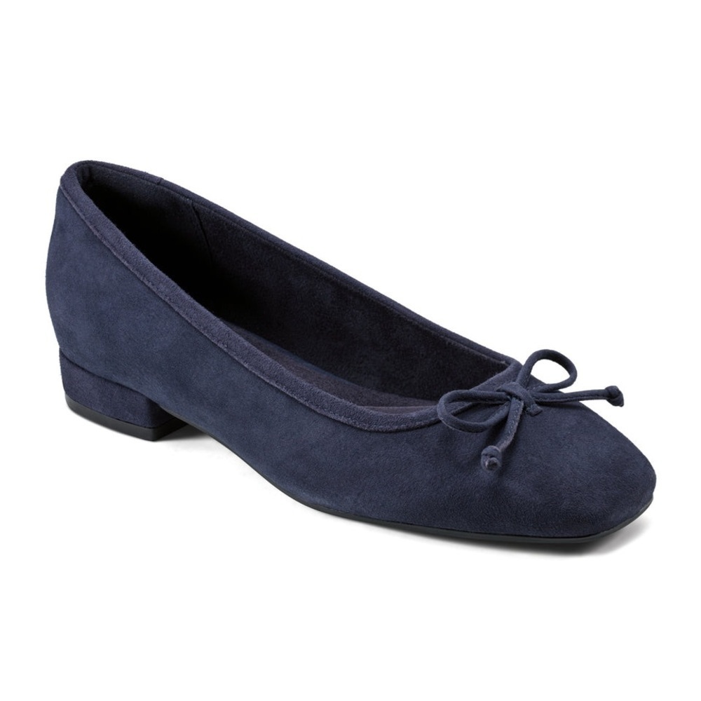 Rockport Navy Suede Bow Ballet Flat - Picture 2 of 6